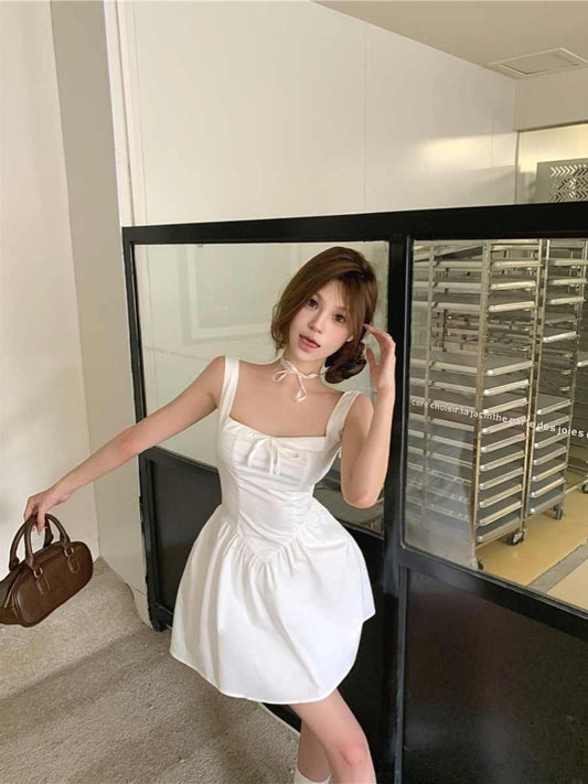 Sweet Bow Suspenders Dress Women