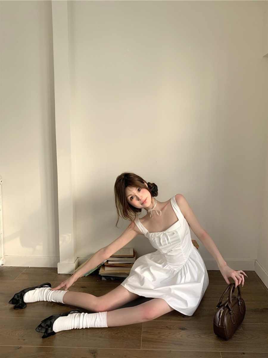 Sweet Bow Suspenders Dress Women