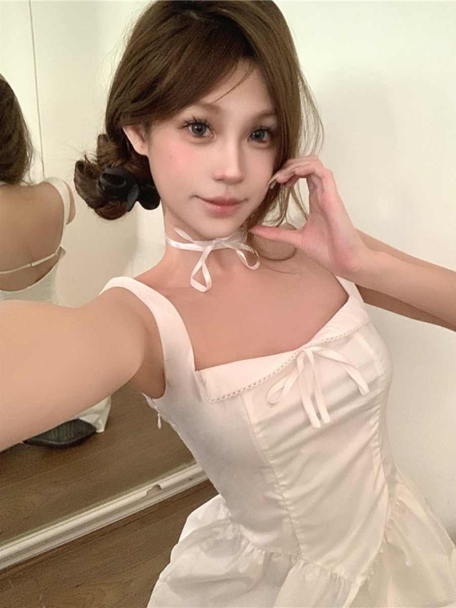 Sweet Bow Suspenders Dress Women
