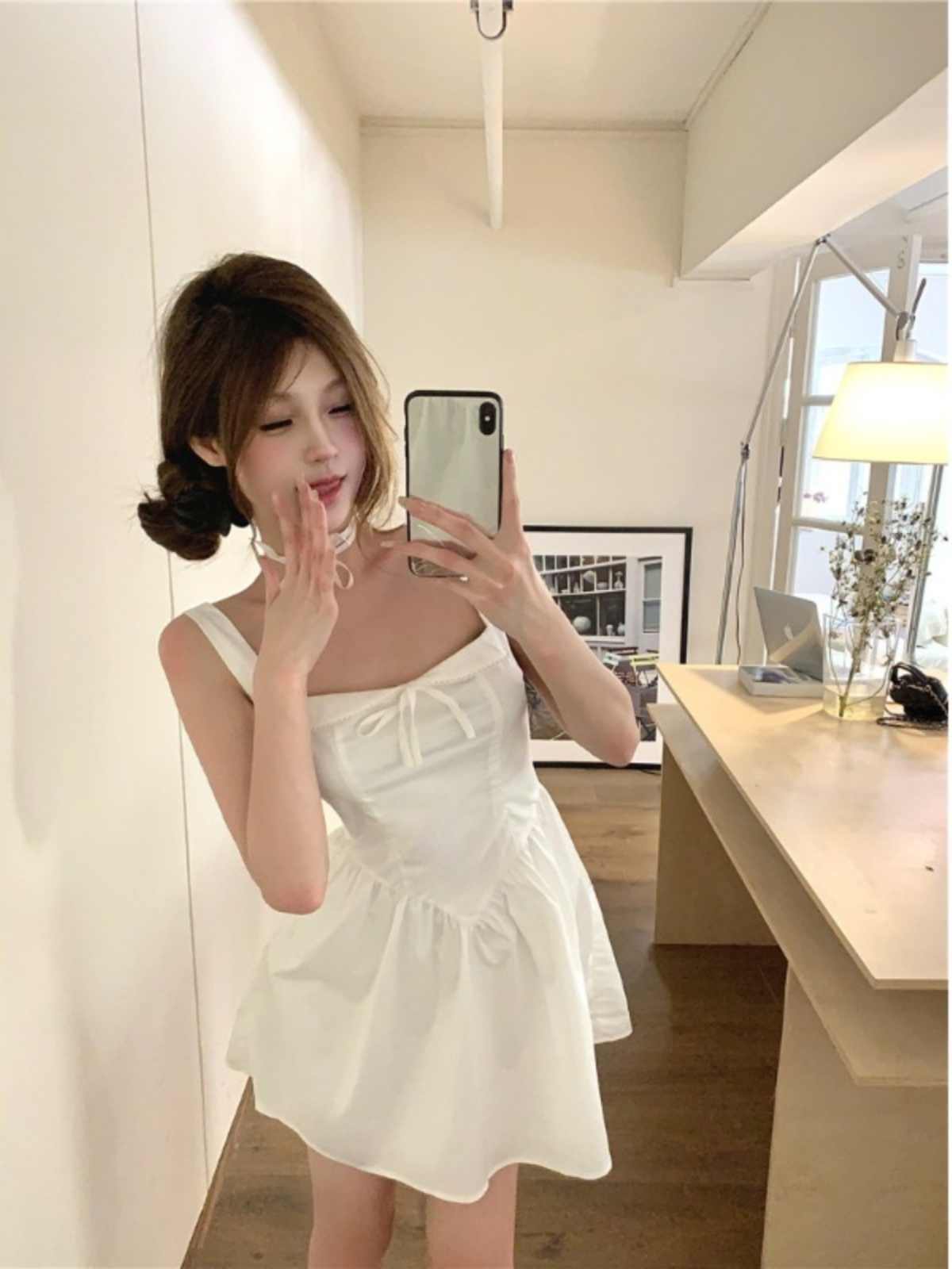 Sweet Bow Suspenders Dress Women