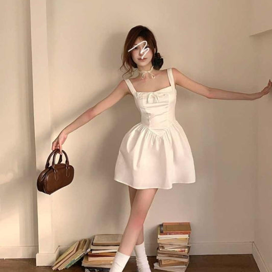 Sweet Bow Suspenders Dress Women